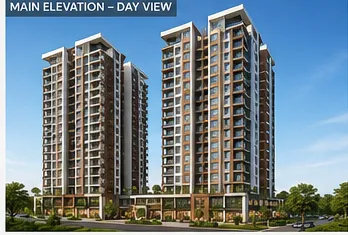 Conceptual day-view elevation of Habulus Oasis Grove towers, Jigani