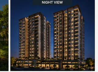 Conceptual night view of Habulus Oasis Grove towers